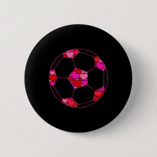 Voetbal Byll Roze Rode Hart Voor Vrouwen Mannen -  Ronde Button 5,7 Cm