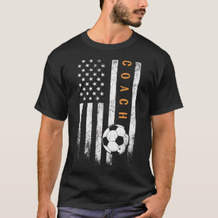 Voetbal coach Amerikaanse Vlag Design Soccer Train T-shirt