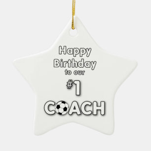 Voetbal coach Gejaard met grasveld en bal Keramisch Ornament