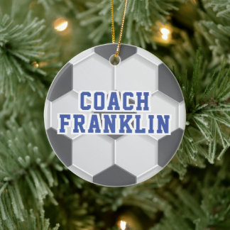 Voetbal coach keramisch ornament