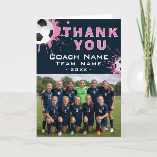 Voetbal Coach Team Foto Dank je wel Bedankkaart