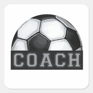 Voetbal coach vierkante sticker
