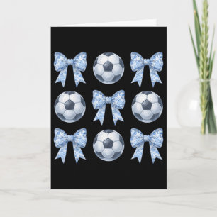 Voetbal Coquette Toile Blauwe Strik Voetbal Moeder Kaart