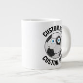 Voetbal Custom Happy Face & gepersonaliseerde teks Extra Grote Beker (Voorkant rechts)