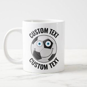 Voetbal Custom Happy Face & gepersonaliseerde teks Extra Grote Beker