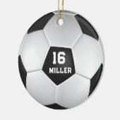 Voetbal Custom Name Number Keramisch Ornament (Links)