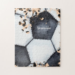 Voetbal Dierenafdrukken & Meisjes Kinder naam Chic Legpuzzel