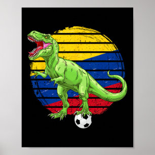 Voetbal Dinosaurus Trex Colombia Vlag Jongens Meis Poster