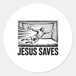 Voetbal Doelman Keeper Jezus Slaat Christelijk Soc Ronde Sticker