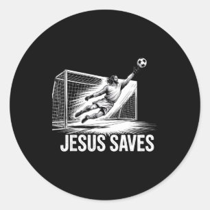 Voetbal Doelman Keeper Jezus Slaat Christelijke So Ronde Sticker