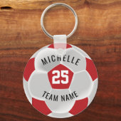 Voetbal - Donkerrood en wit Sleutelhanger (Voorkant)