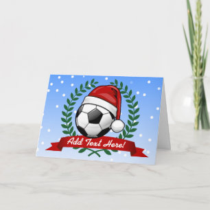 Voetbal Dragen van een Santa Hat Christmas Feestdagen Kaart