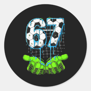 Voetbal Drip 67 Zes Zeven Grappige Gen Alpha Meme Ronde Sticker