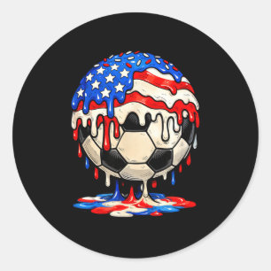Voetbal drip amerikaanse vlag spikkels patriottisc ronde sticker