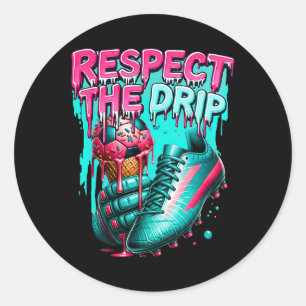 Voetbal Drip Jongens Ice Cream Drip Jeugd Respect Ronde Sticker