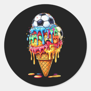 Voetbal Drip Jongens Meisjes Ijs Drip Met Sprinkel Ronde Sticker