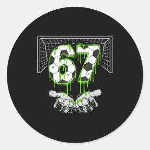 Voetbal Drip Nummer 67 Jongens Voetbalspeler 67 Vo Ronde Sticker