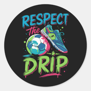 Voetbal Drip Smeltend Ijs Respecteer De Drip Jonge Ronde Sticker