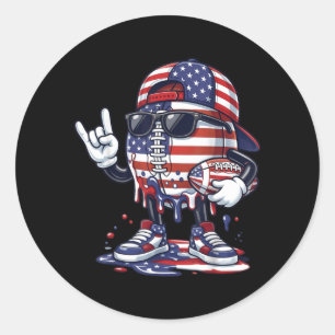 Voetbal druppel Amerikaanse vlag voor jongens jeug Ronde Sticker