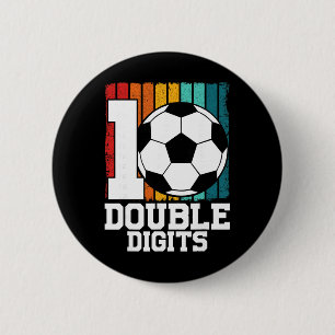 Voetbal Dubbele Cijfers 10 Jaar Oud - 10e Verjaard Ronde Button 5,7 Cm