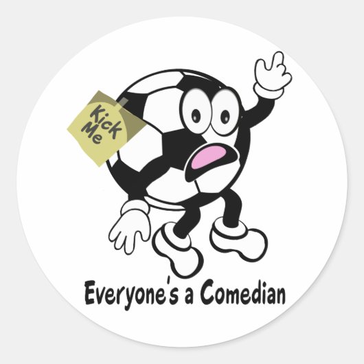 Voetbal Dude Kick Me Ronde Sticker (Voorkant)