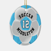 Voetbal ⚽ een babyblauw en wit keramisch ornament (Rechts)