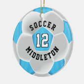 Voetbal ⚽ een babyblauw en wit keramisch ornament (Links)