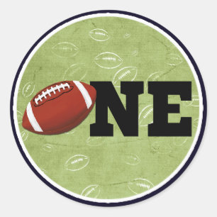 Voetbal Eén Eerste Verjaardag Baby Sportfeestje Ronde Sticker