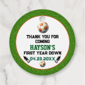 Voetbal Eerste Jaar Down 1e Verjaardagsfeest Bedankjes Labels (Achterkant)