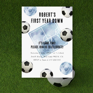 Voetbal Eerste Jaar Verjaardagsfeestje Kaart