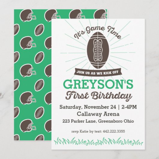 Voetbal Eerste Verjaardagsuitnodiging Kaart (Voorkant / Achterkant)