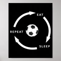 Voetbal Eet Slaap Herhaal Sport Fan Uitdrukking