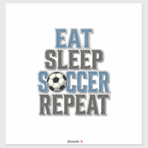 Voetbal Eet Slaap Herhaal Vintage Typografie T-shi Sticker