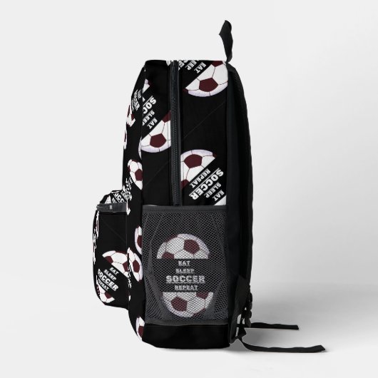 Voetbal. Eet, Slaap, Voetbal, Herhaal Bedrukte Rugzak (Rechts)