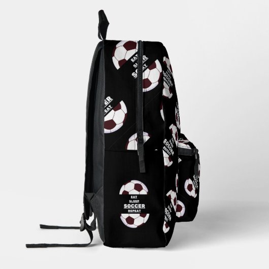 Voetbal. Eet, Slaap, Voetbal, Herhaal Bedrukte Rugzak (Links)