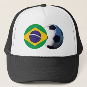 Voetbal en Brazilië vlag de MUSEUM Zazzle Trucker Pet