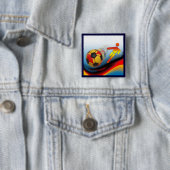 Voetbal en Football Dynamics Vierkante Button 5,1 Cm (In situ)