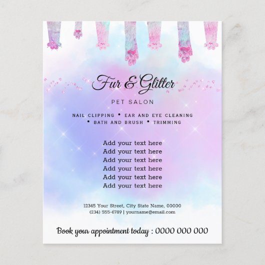 Voetbal- en glitterhuisdieren flyer (Voorkant)