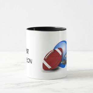 Voetbal en helm personaliseren met naam mok