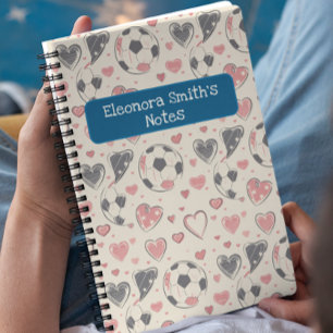 Voetbal en liefdeshartjes kinderen terug naar scho notitieboek