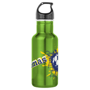 Voetbal en netsplat met de naam drink fles