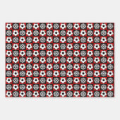 Voetbal en Snowflake Red en Black Kerstmis Inpakpapier Vel (Voorkant)
