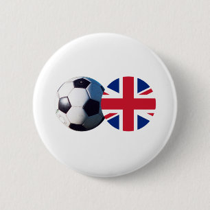 Voetbal en vlag van het Verenigd Koninkrijk De MUS Ronde Button 5,7 Cm