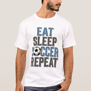 Voetbal Eten Slapen Herhaal Vintage Typografie Shi T-shirt