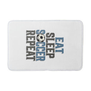 Voetbal Eten Slapen Herhaal Vintage Typografie T-s Badmat
