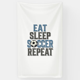 Voetbal Eten Slapen Herhaal Vintage Typografie T-s Spandoek