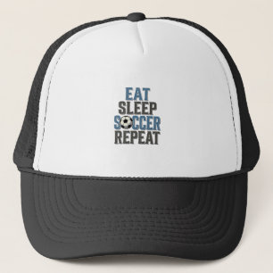 Voetbal Eten Slapen Herhaal Vintage Typografie T-s Trucker Pet