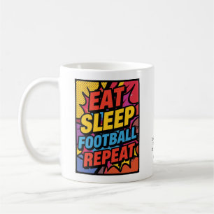 Voetbal Eten Slapen Herhalen Pop Art Persoonlijk Koffiemok