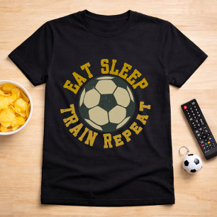 Voetbal Eten Slapen Trainen Herhalen Citaat T-shirt