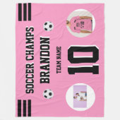 voetbal fleece deken roze foto's gepersonaliseerd  (Voorkant)